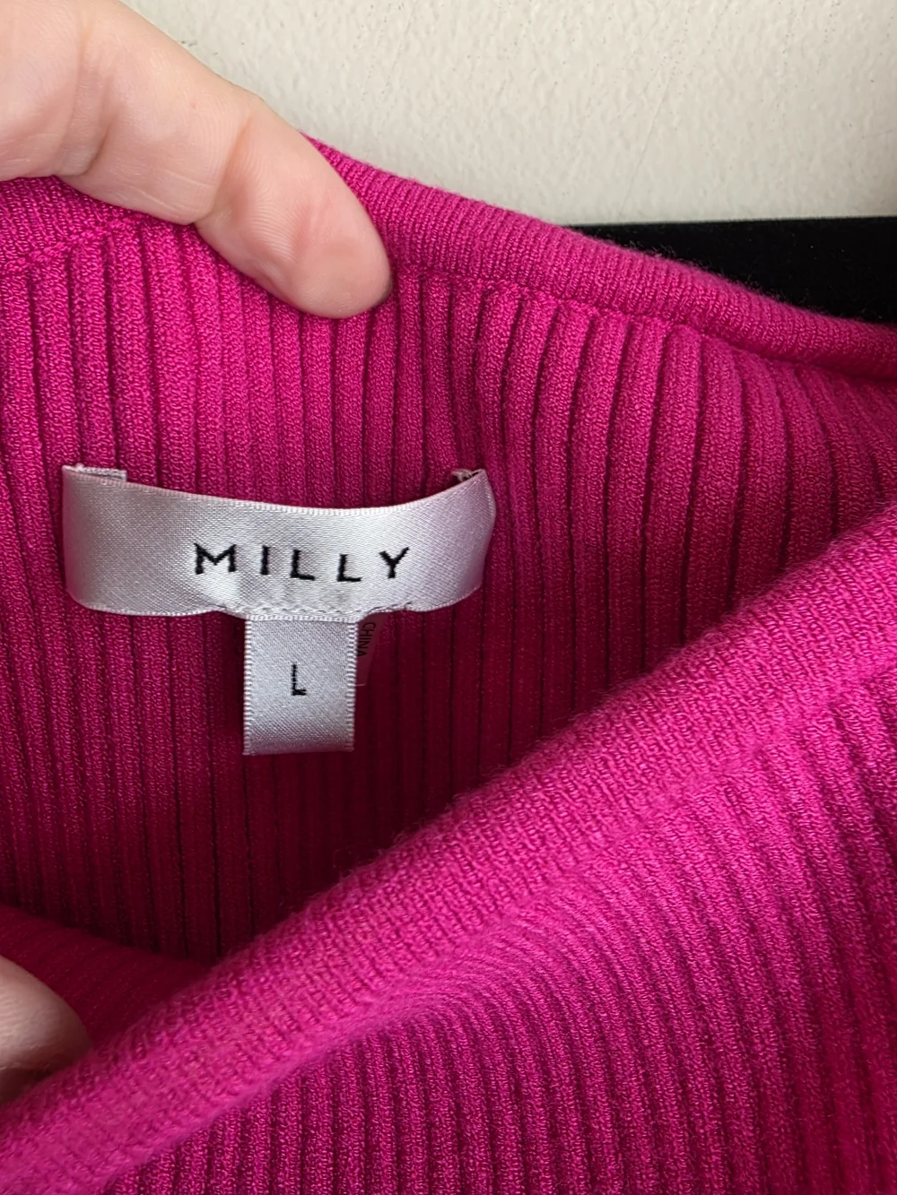 Milly Hot Pink Ribbed Feather Cuff Off-the-Shoulder Sweater EUC - Picture 4 of 13